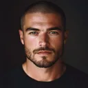 Studio portrait photo on a dark backdrop — sample image for the background changer