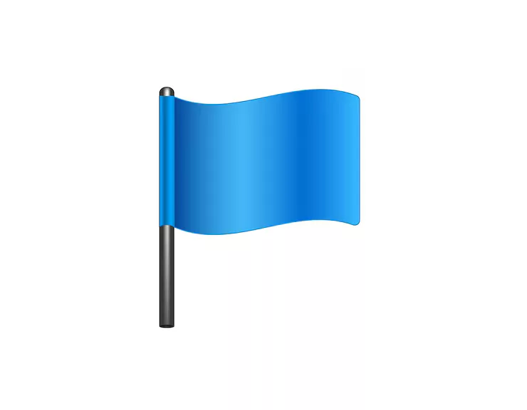 Blue flag icon exported as a WebP before background removal, drawn on flat white