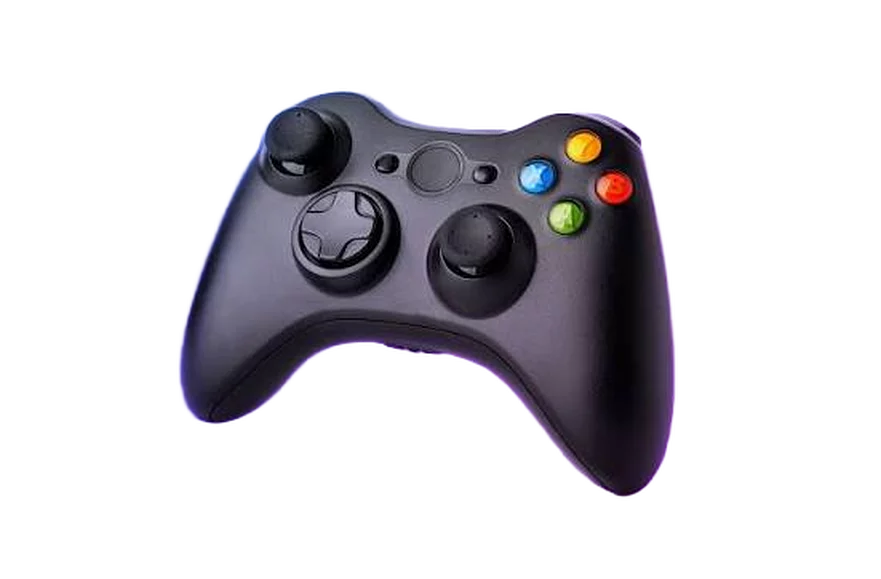 The same controller after background removal, with thumbsticks, triggers and cable edge separated from the gradient